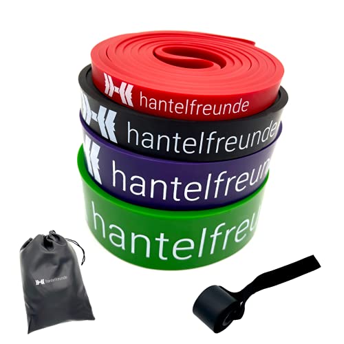 HANTELFREUNDE Widerstandsbänder Einzeln/als Set (inkl. Türanker & hochwertiger Tragetasche)/ Fitnessbänder/Resistance Bands/Klimmzugband für Dein individuelles Krafttraining im Fitness und Zuhause von hantelfreunde