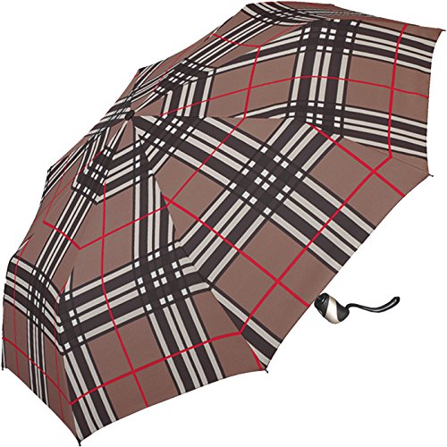 Taschenschirm Herren Auf-Zu Automatik Easymatic leicht stabil windfest - Checks Brown von happy rain