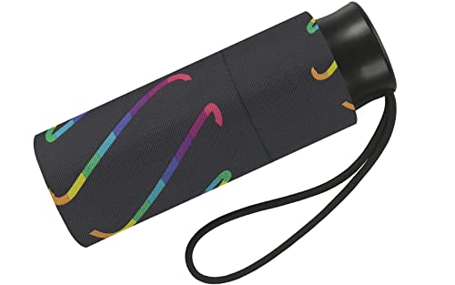 Damen Taschenschirm Ultra Mini Rainbow Swirls - schwarz von happy rain
