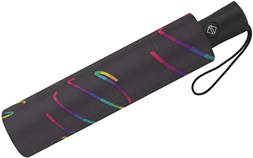Damen Taschenschirm mit Auf-Zu-Automatik Rainbow Swirls - grau von happy rain