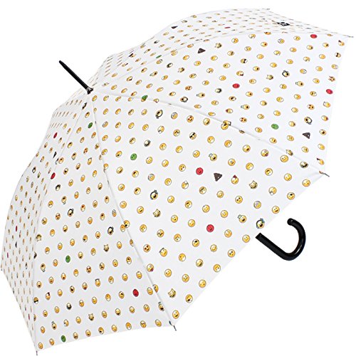 Emoticon Stockschirm groß stabil mit Automatik Smile Bedruckt - White-Allover von happy rain