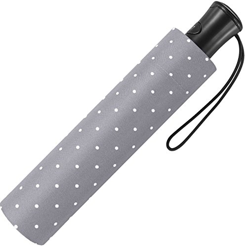 Mini-Taschenschirm Damen Flash Auf-Automatik - Dots (grau) von happy rain