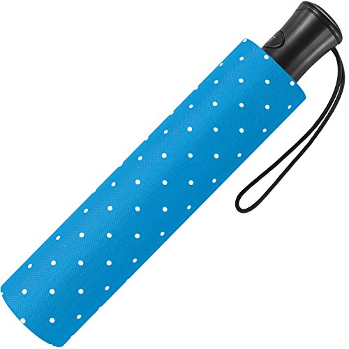 Mini-Taschenschirm Damen Flash Auf-Automatik - Dots (hellblau) von happy rain