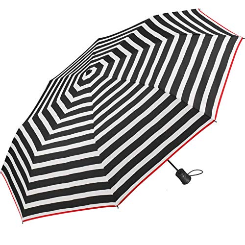 Regenschirm Black & White Stripes - Taschenschirm Auf-Automatik von happy rain