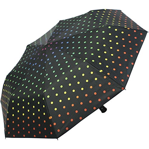 Taschenschirm stabil mit Automatik schwarz Bedruckt - Rainbow dots von happy rain