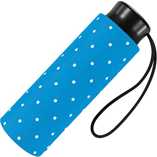 Ultra Mini Taschenschirm Damen Regenschirm Flash - Dots - hellblau von happy rain