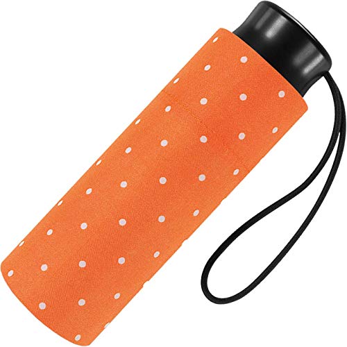Ultra Mini Taschenschirm Damen Regenschirm Flash - Dots - orange von happy rain