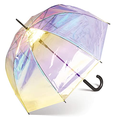 happy rain Automatik Regenschirm transparent durchsichtig Glockenschirm bunt schillernd Shiny von Happy Rain