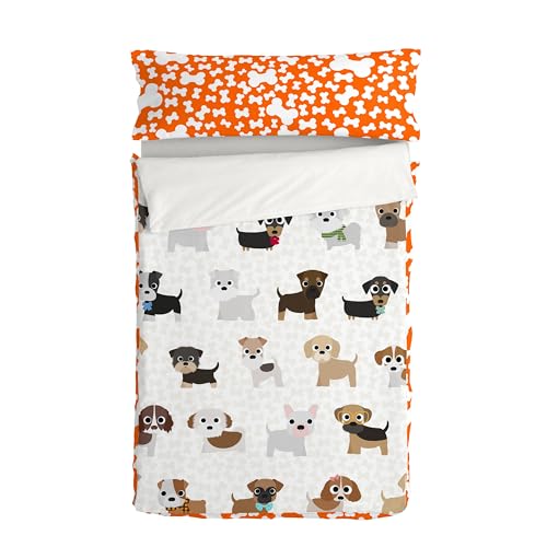 Dogs Steppdecke, mehrfarbig, 90 x 200 cm (Bett 90) mit Füllung, 100 % Baumwolle (außen), 100 % Polyester (gefüllt), Qualität 150 von happyfriday