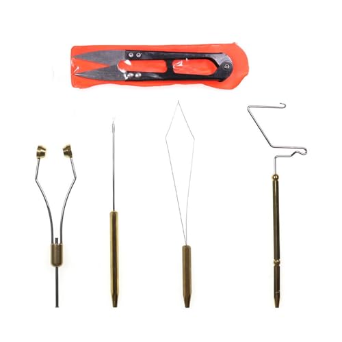 harayaa Werkzeuge zum Fliegenbinden, Knotenfinisher, Bindefaden aus Metall, Zubehör zum Fliegenbinden, Werkzeuge zum Binden von Fliegenfischerhaken, 5 Stück Goldhalter von harayaa