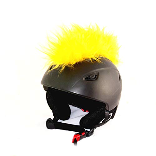 Helm-Irokese für den Skihelm, Snowboardhelm, Kinderskihelm, Kinderhelm, Motorradhelm oder Fahrradhelm - Das etwas auffälligere Helm-Cover - für Kinder und Erwachsene HELMDEKO (Gelb) von Helm-Ohren.de