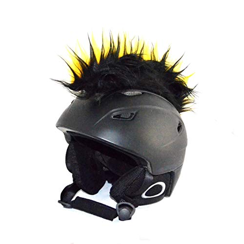 Helm-Irokese für den Skihelm, Snowboardhelm, Kinderskihelm, Kinderhelm, Motorradhelm oder Fahrradhelm - Der HINGUCKER - für Kinder und Erwachsene HELMDEKO (Schwarz-Gelb) von Helm-Ohren.de