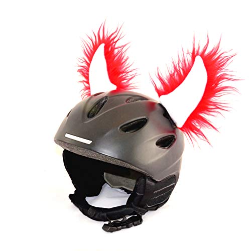 Helm-Ohren Hörner für den Skihelm, Snowboardhelm, Kinder-helm, Kinder-Skihelm oder Motorradhelm - verwandelt den Helm in ein EINZELSTÜCK - der HINGUCKER - für Kinder und Erwachsene HELMDEKO (Rot-Weiß) von Helm-Ohren.de