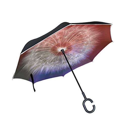 hengpai Pusteblumen-Regenschirm im Hochformat, umgekehrt, innen nach außen, winddicht, UV-beständig, doppellagig für Damen von hengpai