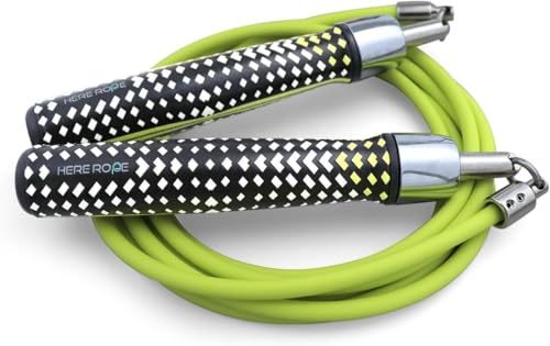 HEREROPE 1/4LB gewichtetes Sprungseil, Boxen & Training, Springseil mit Kugellager, verhedderfreiem Kabel, Sprungseile für Männer Frauen (Neo-Grün, M - 2.59m (Benutzerhöhe 1.65m - 1.73m)) von hererope