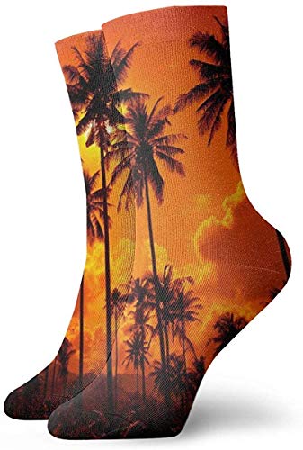 hgfyef Thailand Beach Sunset Kokospalmen Sand Crew Socken Damen & Herren bedruckt Sport Athletic Socken 30 cm von hgfyef
