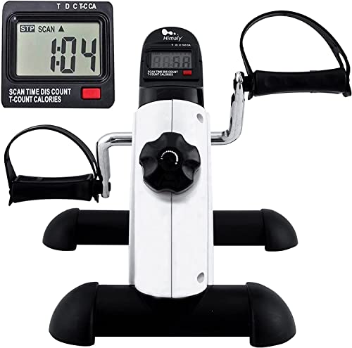 himaly Mini bike Heimtrainer, Pedaltrainer/Armtrainer und Beintrainer/Verstellbare Digitale Pedale Mit LCD-Display/Mini Fitnessbike(Weiß) von himaly