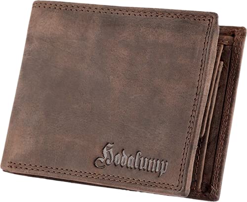 hodalump Echt-Leder Geldbörse • Premium Geldbeutel für Damen und Herren mit RFID-Schutz • Langlebiges Portmonee mit Münzfach • Komfortable Brieftasche in Braun von hodalump