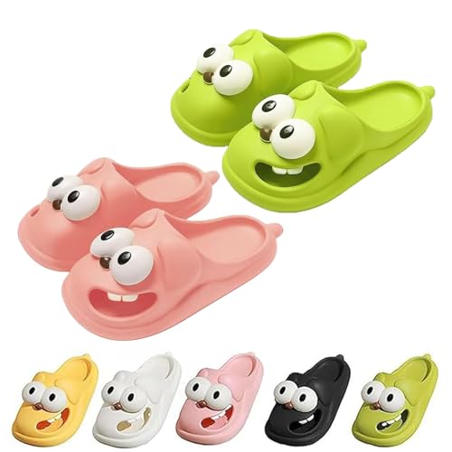 hohny Tongue Kiss Slippers, Cute Funny 3D Big Eye Dog Slipper Fun Cartoon Package Head Eva Slippers (Pink+Green,8-9) von hohny
