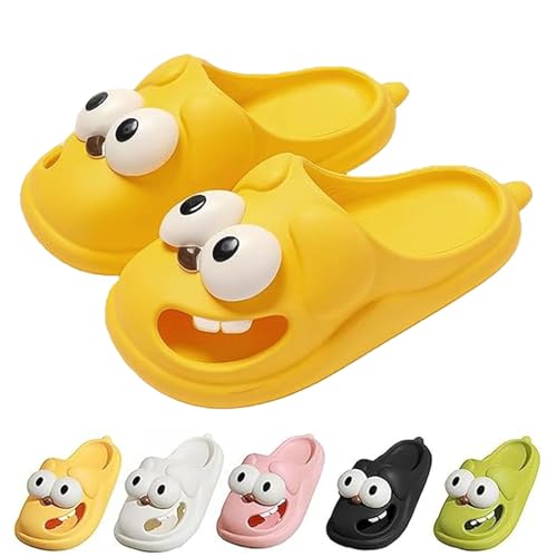 hohny Tongue Kiss Slippers, Cute Funny 3D Big Eye Dog Slipper Fun Cartoon Package Head Eva Slippers (Yellow,5.5-6) von hohny