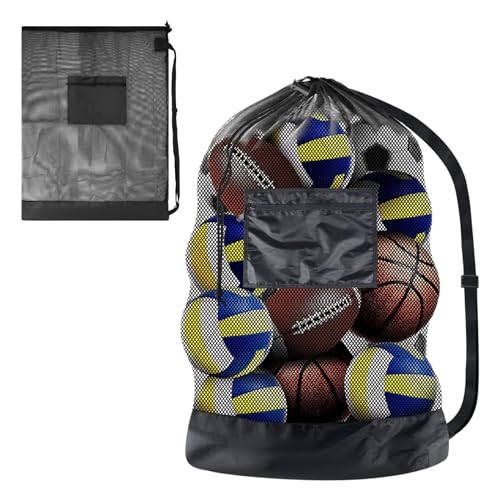 hongmo Ballnetz Große Ballsack Balltasche - Platz für 10-15 Bälle, wasserdicht, mit Kordelzug für Fußballtraining und Sportausrüstung von hongmo