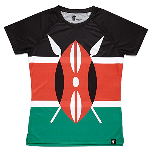 hoopoe running apparel Kenia Damen Lauf T-Shirt, Kurzarm, Jogging, Gymnastik #Maasai Größe S von hoopoe running apparel