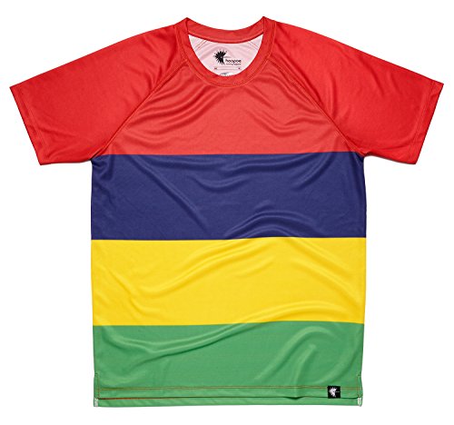 hoopoe running apparel Männer Flags T-Shirt, Kurzarm, Laufen, Fitness-Studio #LesQuatreBands Größe M von hoopoe running apparel