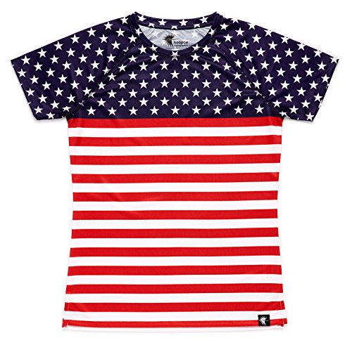 hoopoe running apparel United States Flag Frauen T-Shirt, Kurzarm, Laufen, Gym #StarsAndStripes Größe L von hoopoe running apparel