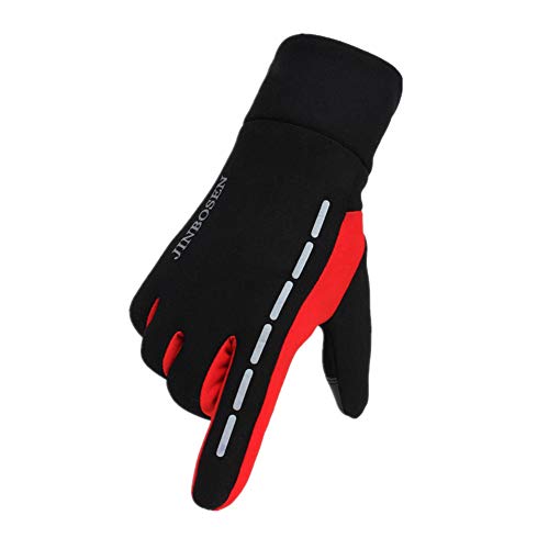 Handschuhe Touchscreen Plus Samtverdickung Fahrradhandschuhe Reflektierend Thermohandschuhe Winter Passend FüR Fahrrad Motorrad Bergsteigen red,M von huihuijia