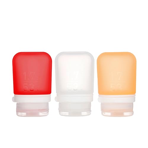 Humangear GoToob + Silikon Reise Flasche mit Sicherung Gap, 3er Pack, (50), Clear/Red/Orange (Mehrfarbig) - HG3182 von humangear