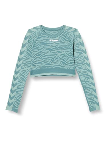 hummel Damen Hmlmt Saga Seamless Crop T-shirt Ls T Shirt, North Atlantic/Blue Surf Melan, L EU von hummel