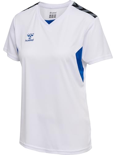 hummel Damen Hmlauthentic Pl Jersey S/S Woman Shirt, White/True Blue, L EU von hummel