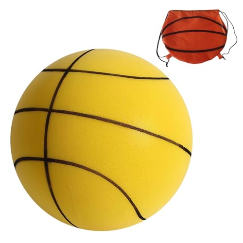 hunpre Silent Basketball, 2024 Neue Leichte Low Noise Basketball Schaum Sportbälle, Indoor Training Ball für Kinder Indoor Aktivitäten (18cm, gelb) von hunpre