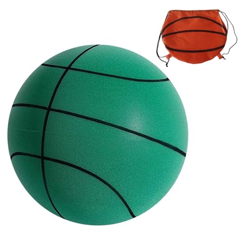 hunpre Silent Basketball, 2024 Neue Leichte Low Noise Basketball Schaum Sportbälle, Indoor Training Ball für Kinder Indoor Aktivitäten (18cm, grün) von hunpre
