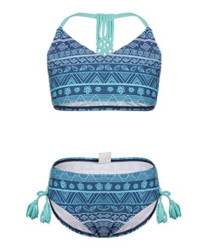 iDrawl Bikini Set für Mädchen Sommer Bademode Quaste Blau Tankini Große S von iDrawl