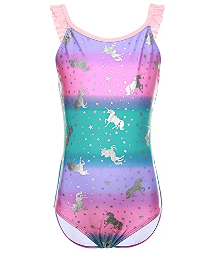 iDrawl Einhorn Badeanzug One Piece Bademode Mädchen Sommer Beachwear UPF 50+,Größe XL von iDrawl