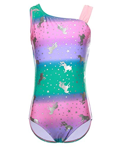 iDrawl Einhorn Schwimmanzug One Piece Bademode Mädchen Sommer Beachwear UPF 50+,für 7-8 Jahre von iDrawl