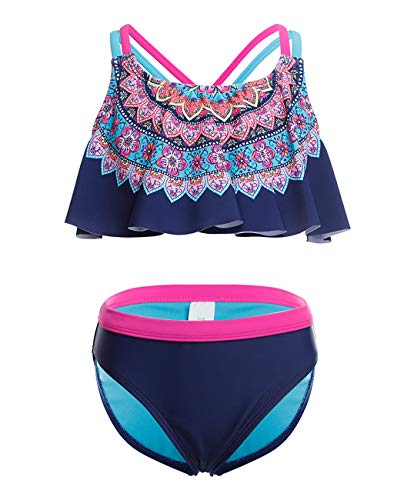 iDrawl Mädchen Bademode Tankini Set UPF 50+ UV-Schutz Anzug,6-8 Jahre von iDrawl