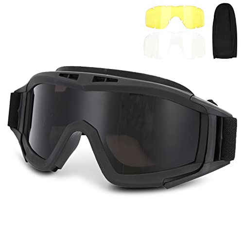 iFCOW Taktikbrille Anti-Beschlag Brille, Taktikbrille Airsoft Paintball Ski Anti-Staub Anti-Beschlag Augenschutzbrille mit Wechselglas für Fahrradfahren von iFCOW