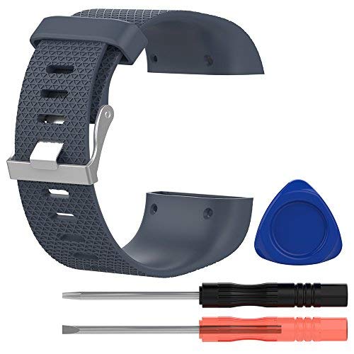 iFeeker Fitbit Surge Ersatz Armband Band, Classic weiches Silikon Metall Verschluss Uhr Schnalle Handgelenk Armband Uhrenarmband Armband für Fitbit Surge Fitness Super Uhr von iFeeker