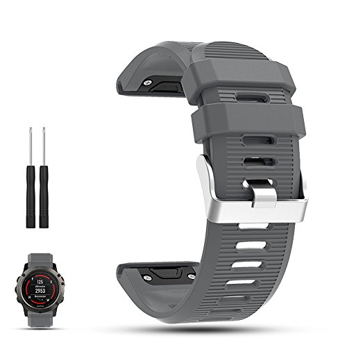 iFeeker Garmin Fenix 5X Multisport GPS Uhr Ersatz Büge Band, Weiches Silikon Schnellinstallations Armbanduhr Bügel für Garmin Fenix 5X Multisport-GPS-Uhr von iFeeker