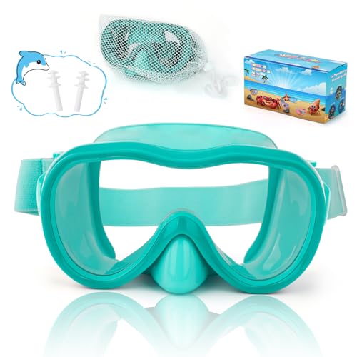 iGym Taucherbrille Kinder mit Stoffband,Schwimmbrille Kinder mit Nasenabdeckung für Jungen Mädchen,Anti-Fog UV-Schutz Taucherbrille Kinder 4-16 jahre,Verstellbare Silikon Schwimmbrille für Kinder von iGym