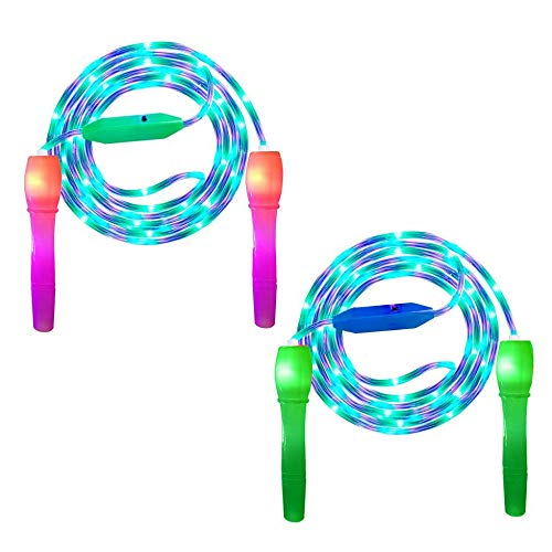 iPobie 2 Stück LED Springseil Kinder, Skipping Seil Verstellbare Fitness Springseil für Kinder Erwachsene Party, Gewichtsverlust von iPobie