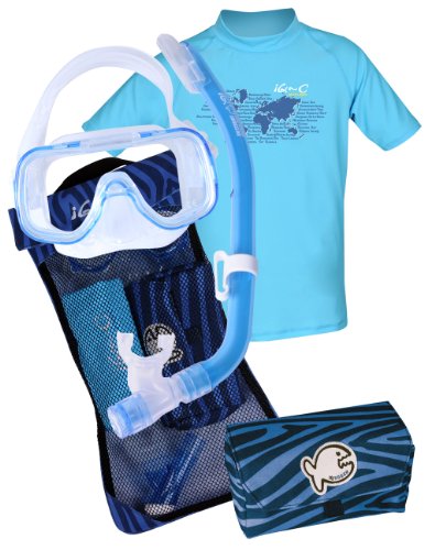 iQ-UV Kinder Schnorchelset 300 Snorkeling Set Youngster by Tusa, Turquoise, 140 von iQ-UV