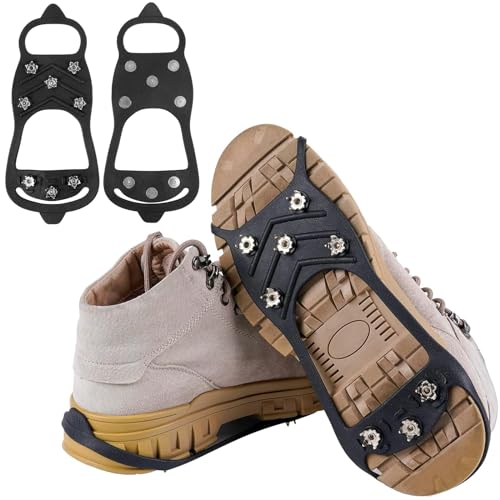 Spikes für Schuhe Winter, Spikes Schuhe Schuhkrallen mit 8 Zähne, Schuhspikes, Anti Rutsch Schuhkralle mit Edelstahl Spikes, Klampen Schuhe Spikes,für Wandern, Schnee, EIS, Winter Outdoor (20pcs) von iRabey