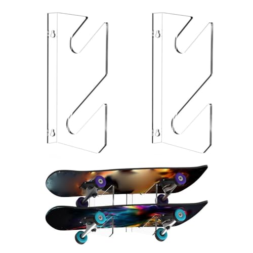 iSpchen 2 lagiger Skateboard-Wandständer Board Rack Wandhalterung Skateboard Wandhalterung Display Rack für Surfbretter Longboard Yacht-Decks von iSpchen