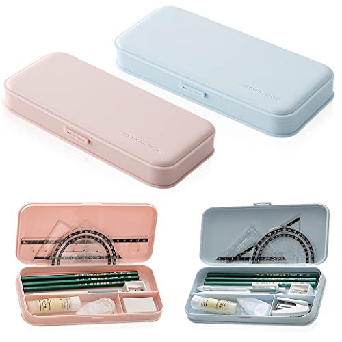 iSuperb 2 Stück Silikon Federmäppchen Mädchen Snap Groß Kapazität Mäppchen Jungen Etui Stifte Schulmäppchen Federtasche Herren Reise Kulturbeutel Pencil Case Junge Teenage (Rosa+Blau) von iSuperb