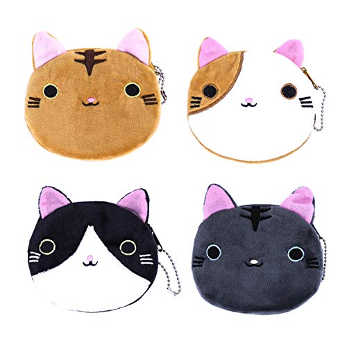 iSuperb 4 Stück Münzbörse Täschchen Münzbeutel Kleingeldbörse Minigeldbörse Geldbörse Plush Coin Purse (4 Pack Cat Coin Purse) von iSuperb