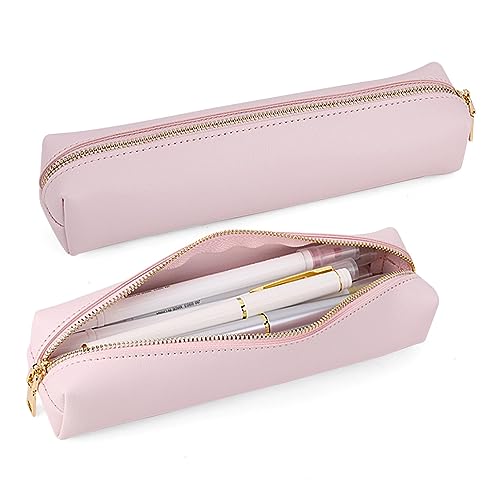 iSuperb Federmäppchen Leder Mäppchen Unisex Teenager Stiftetasche Stiftemappe Federtasche Pencil Case Schulmäppchen für Schule Büro Mädchen Damen Student Geschenk (Rosa) von iSuperb