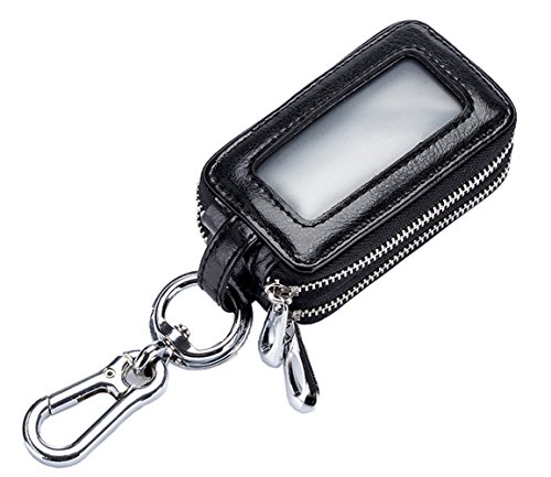 iSuperb Schlüsselmäppchen Schlüsseletui Leder Autoschlüssel Tasche Geldbörse Schlüsseltasche (Schwarz) von iSuperb
